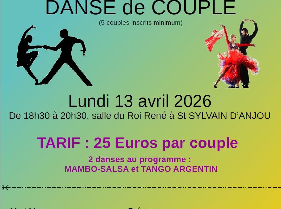 Stage Danse de Couple Lundi 13 avril
